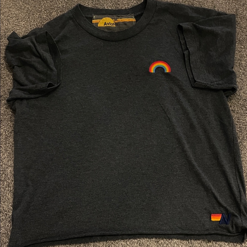 Aviator Nation Charcoal Tee with Rainbow Accents Firm on price